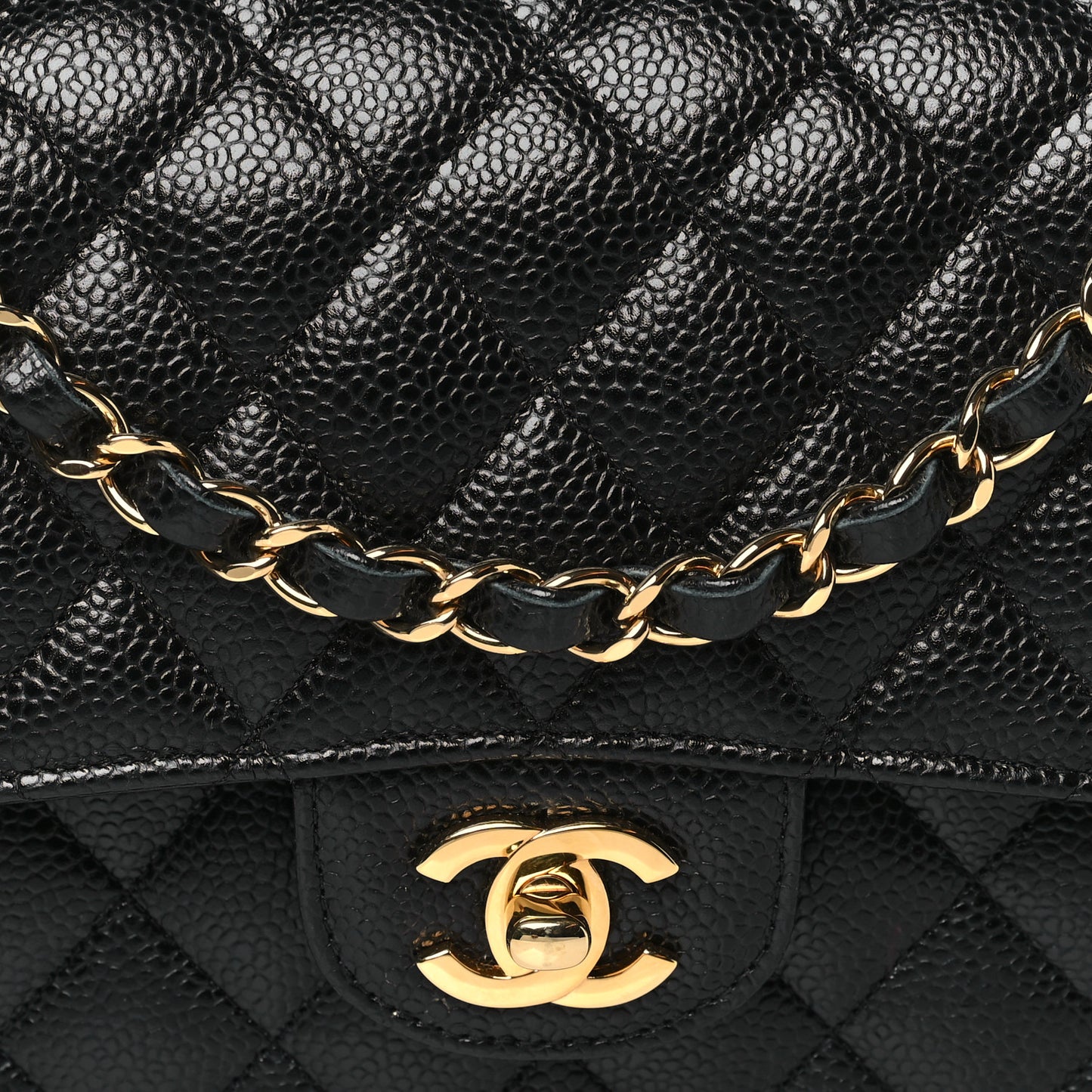 Caviar Quilted Medium Double Flap Black
