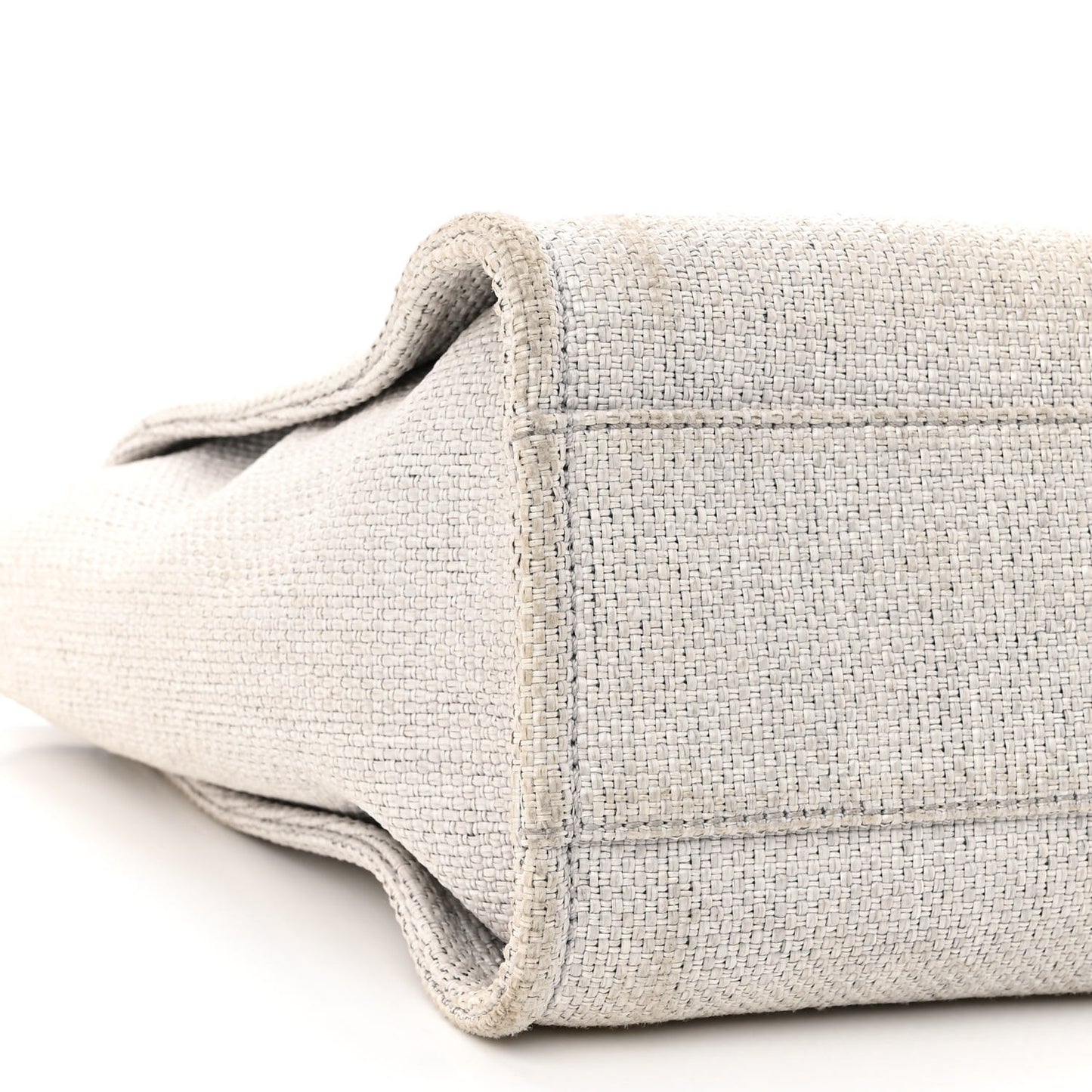 Woven Straw Raffia Small Deauville Tote Grey