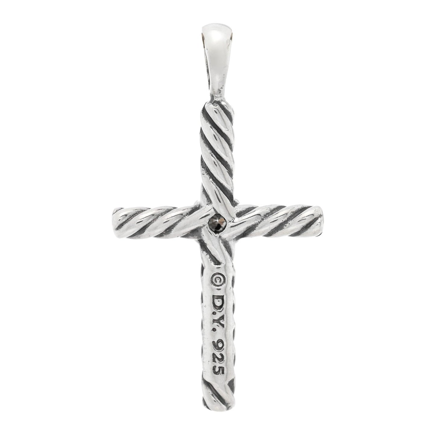 Sterling Silver Diamond Cable Classics Cross Pendant