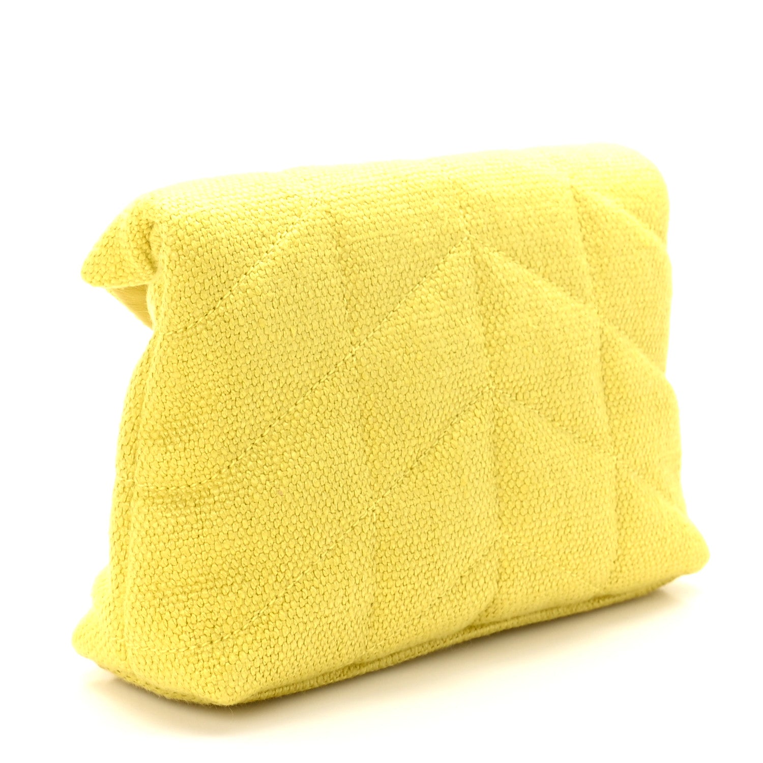 Saint Laurent Canvas Quilted Loulou Puffer Monogram Pouch Clutch Jaune Citron 4 of 10
