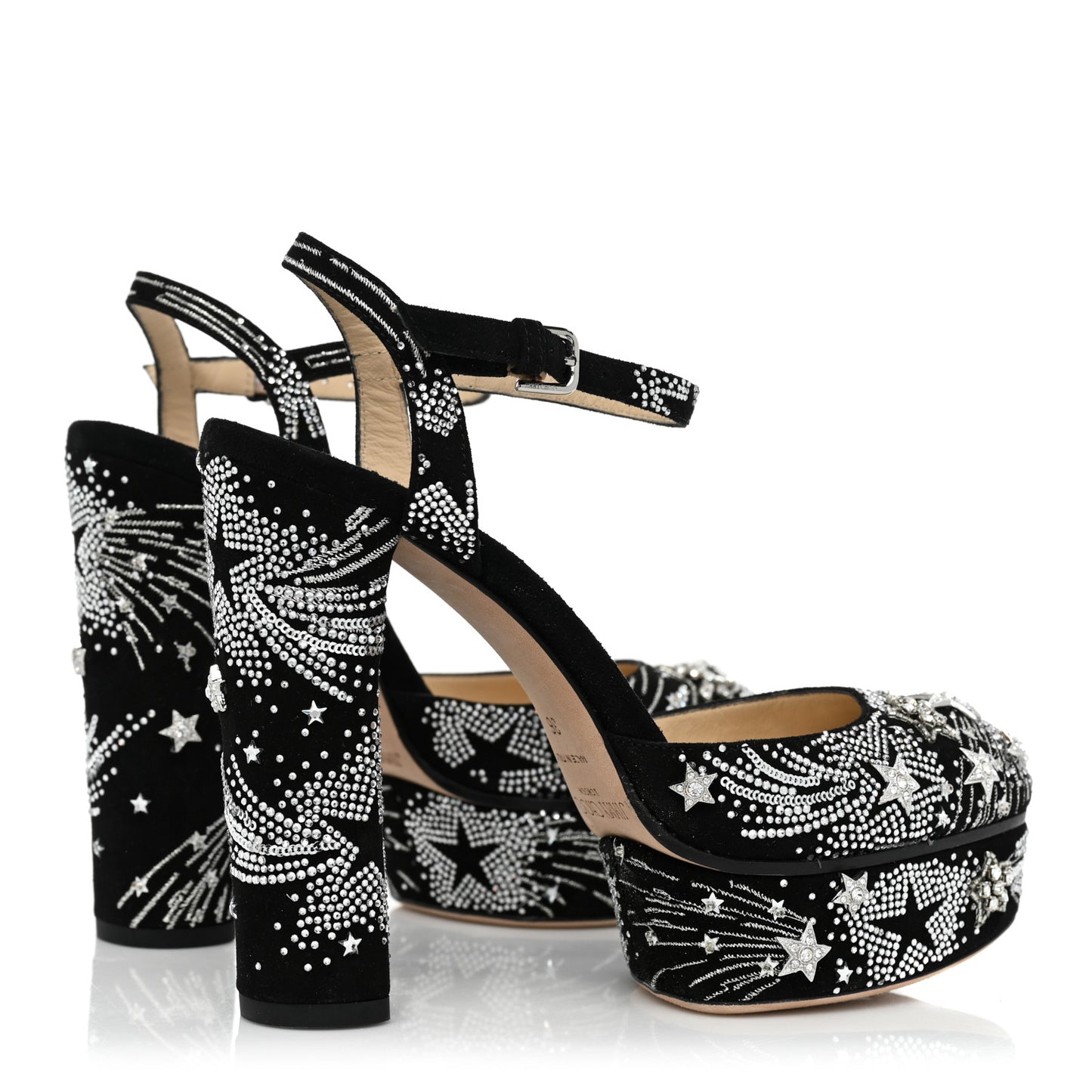 Suede Crystal Supernova Maple 125 Platform Pumps 36 Black