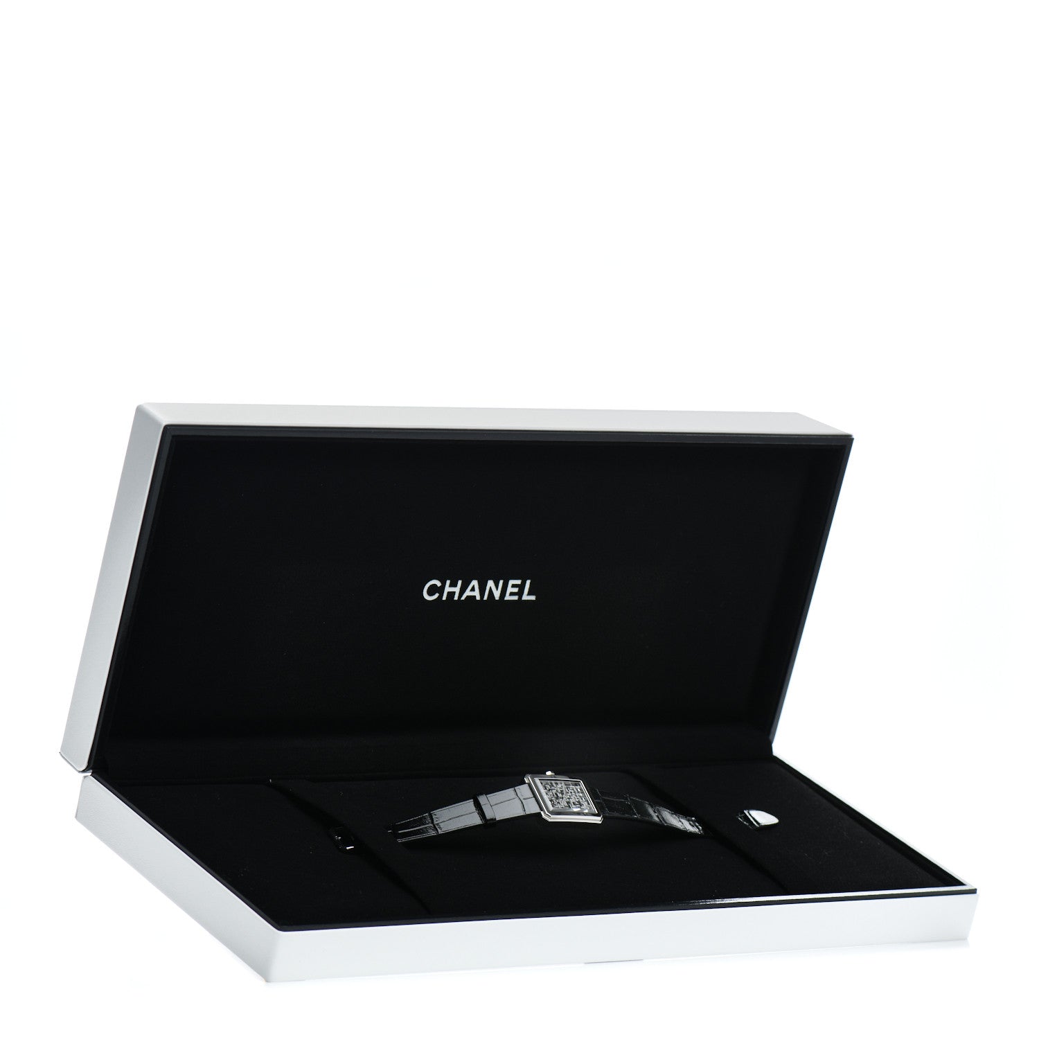 Chanel Stainless Steel Alligator 21mm Boy-Friend Tweed Quartz Watch Black 5 of 5