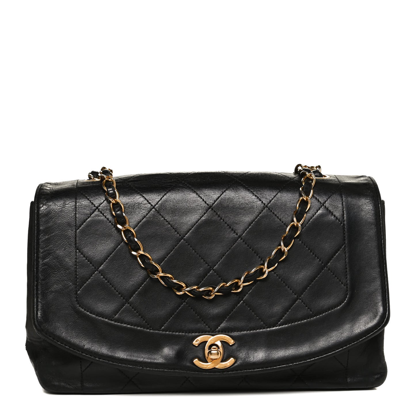 Lambskin Quilted Medium Single Flap Black