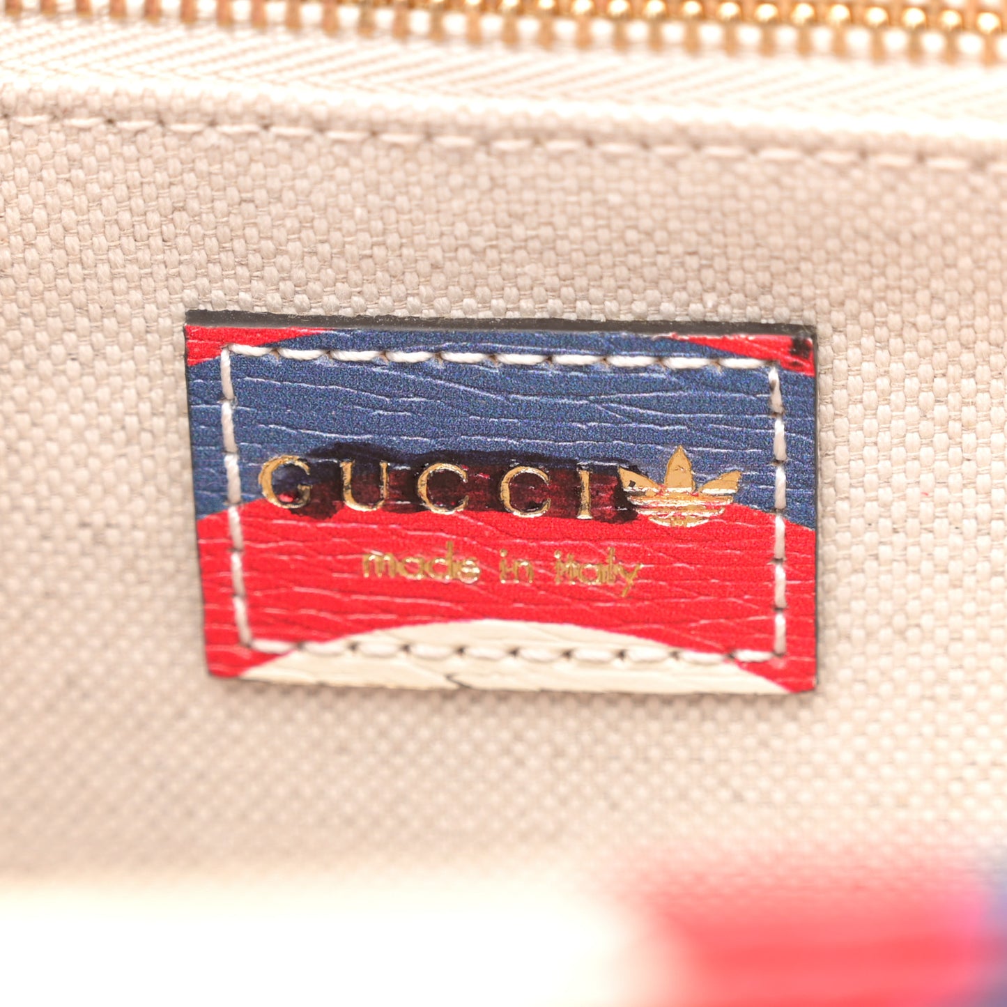 X ADIDAS Shangai Calfskin Web Trefoil Interlocking G Small Horsebit 1955 Shoulder Bag Red White Blue