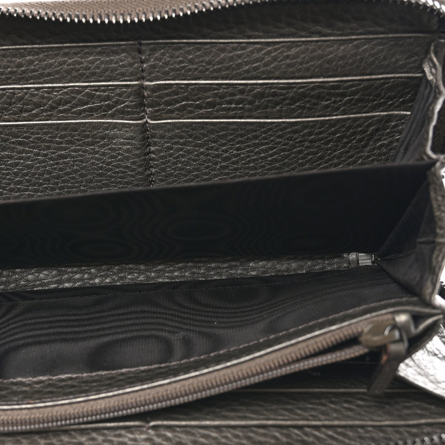 Metallic Pebbled Calfskin Soho Zip Around Wallet Sasso