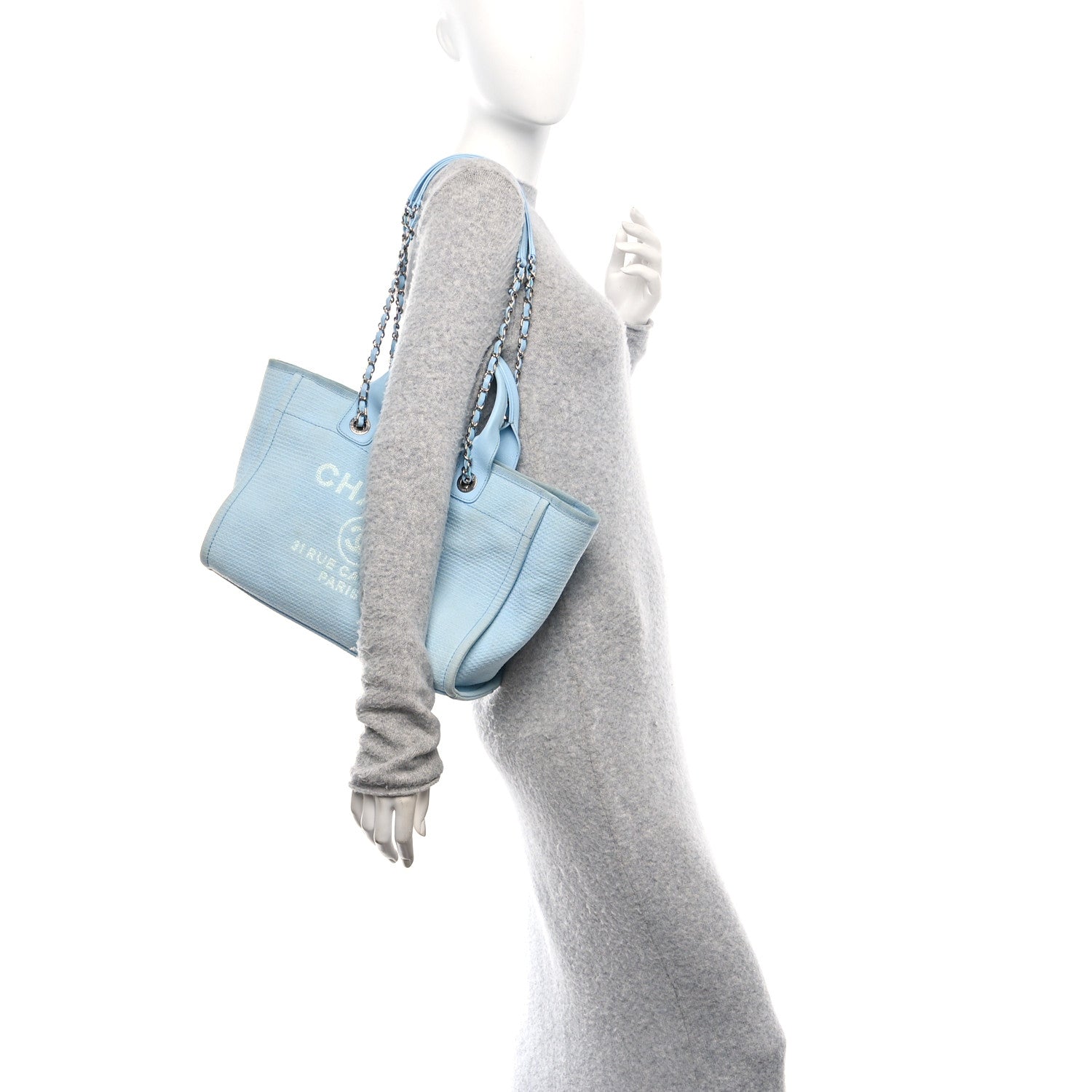 Chanel Mixed Fibers Small Deauville Tote Light Blue 2 of 13