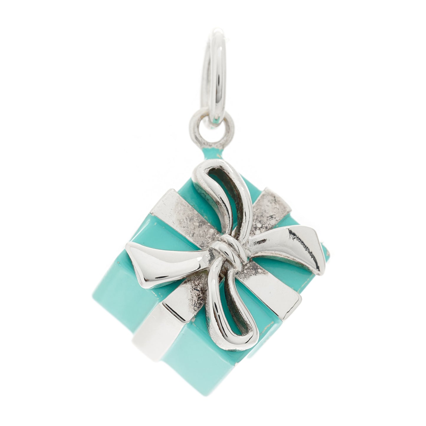 Sterling Silver Enamel Gift Box Charm Blue
