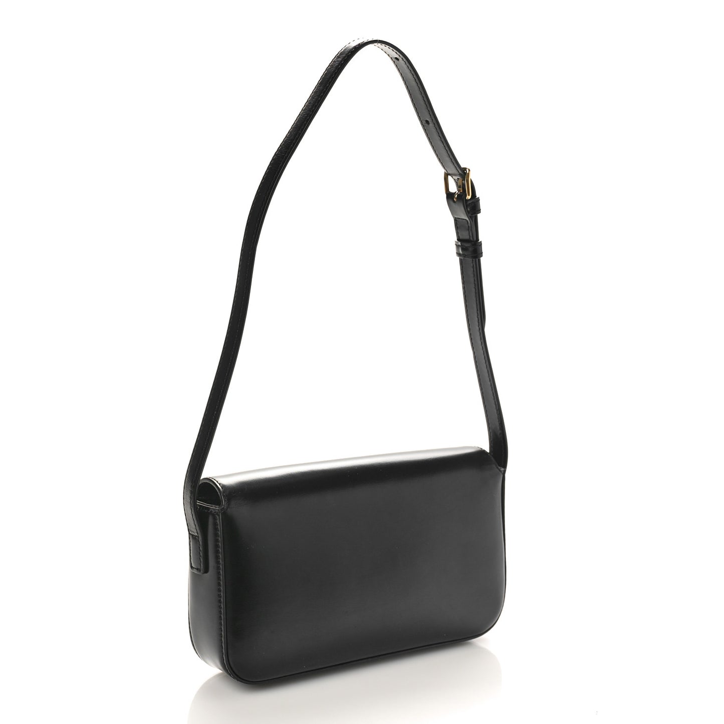 Shiny Calfskin Triomphe Shoulder Bag Black