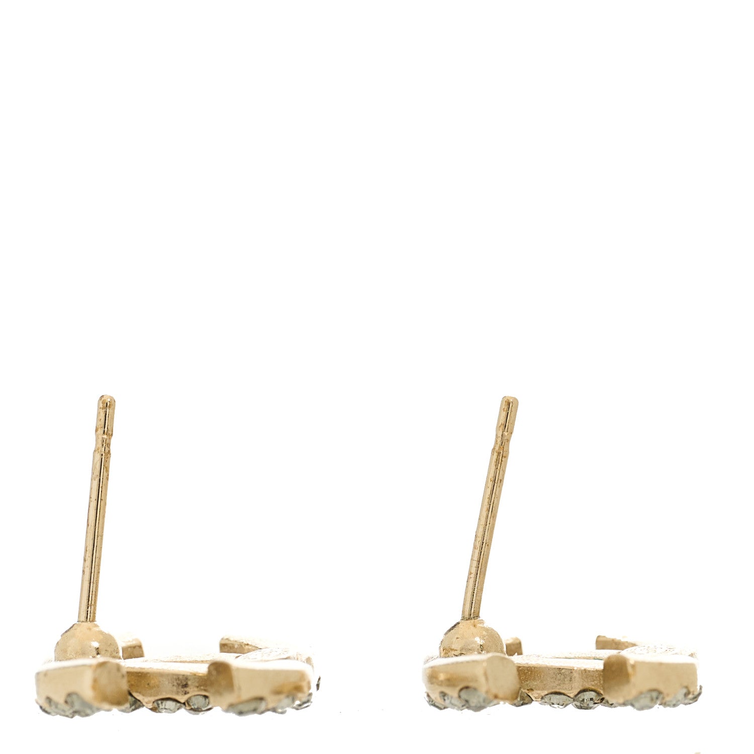 Chanel Crystal CC Earrings Light Gold 3 of 5