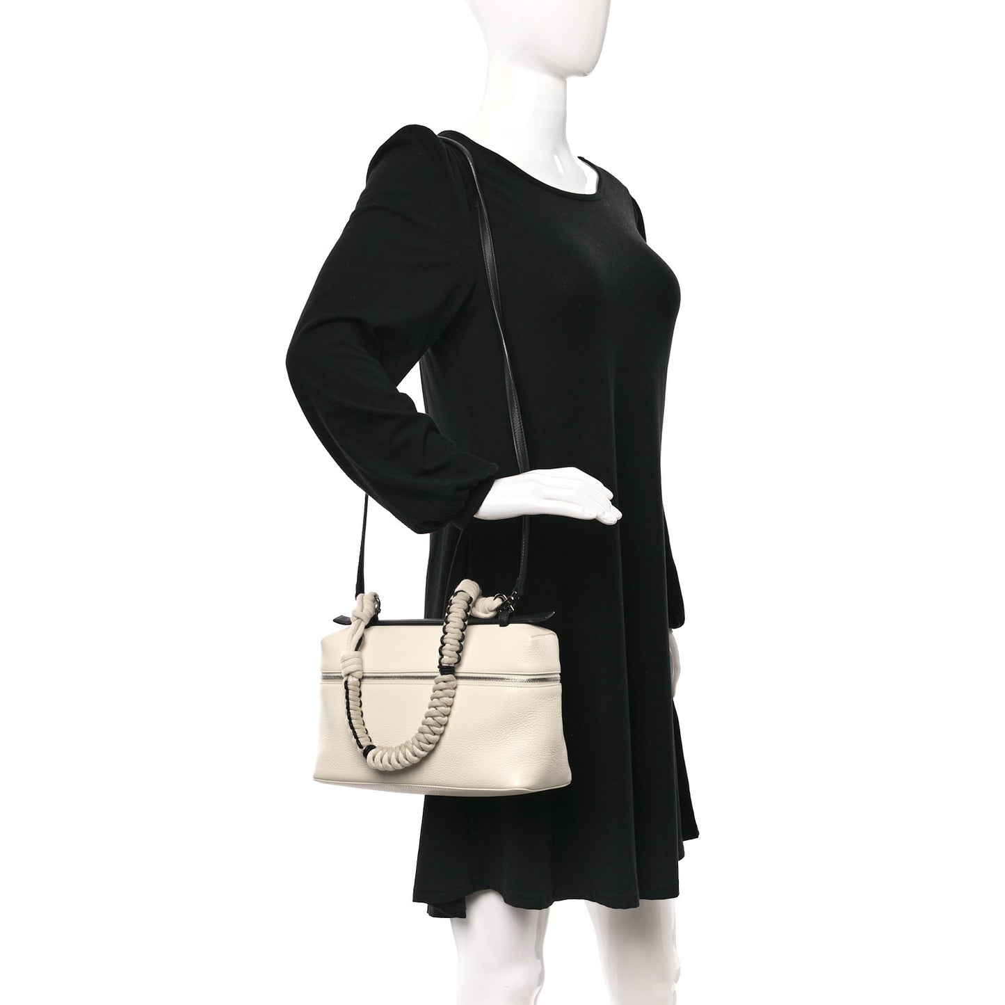 Grained Calfskin Braided L27 Extra Pocket Pouch Whisper White Blue Marine