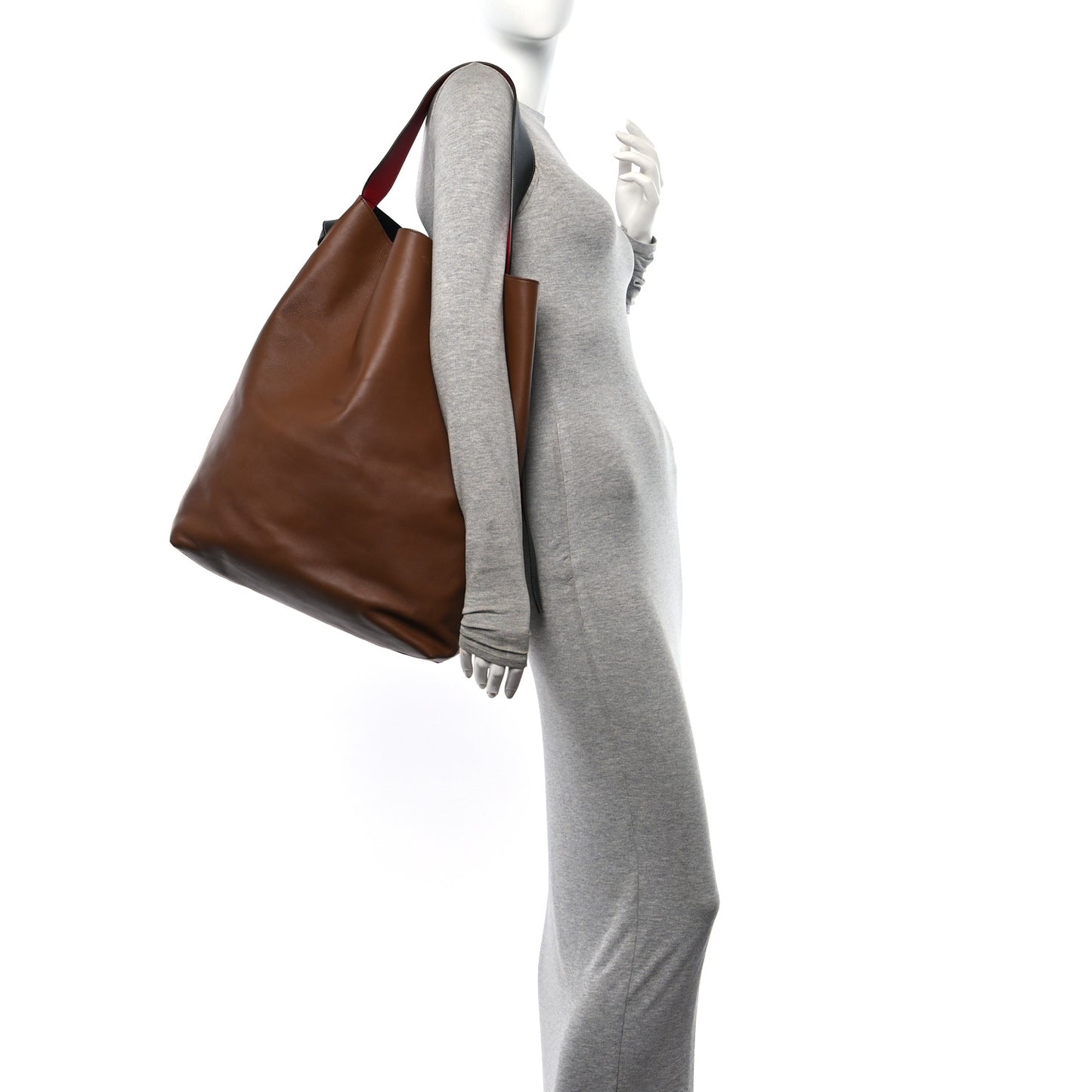 Shiny Smooth Calfskin Small Twisted Cabas Camel Brick