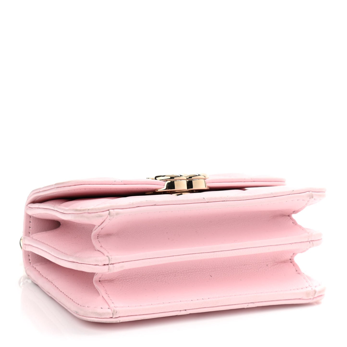 Lambskin Quilted Pick Me Up Clutch With Chain Pink