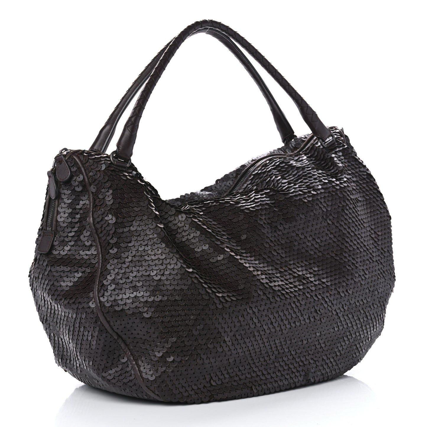 Nappa Velours Intrecciato Fuzzy Medium Veneta Hobo Ebano