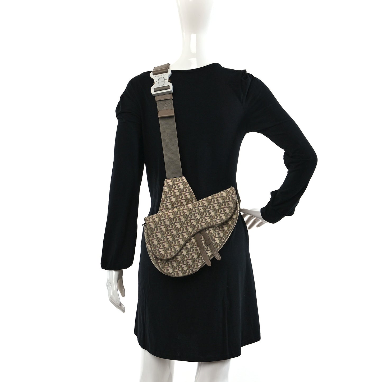 Jacquard Oblique Mens Saddle Bag Beige Multicolor
