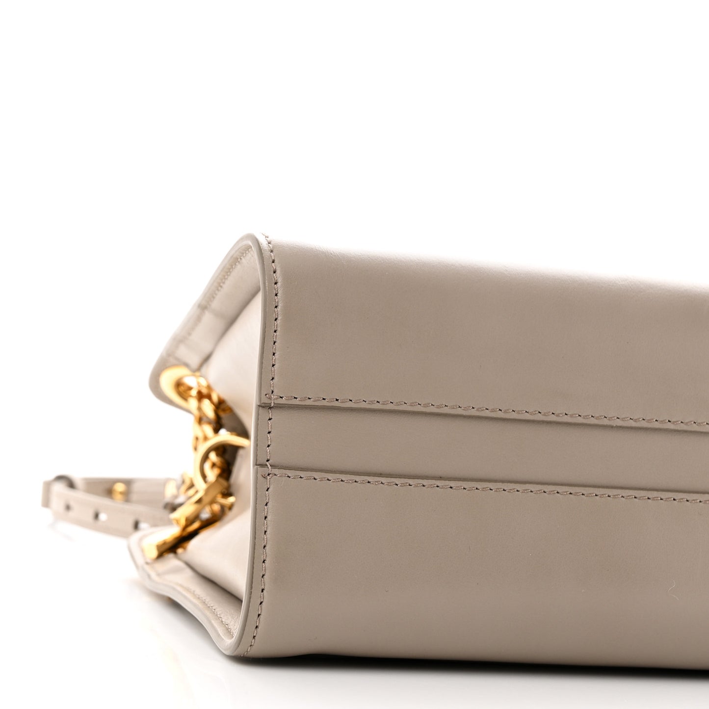 Shiny Calfskin Mini Annie Shoulder Bag Motty Grey