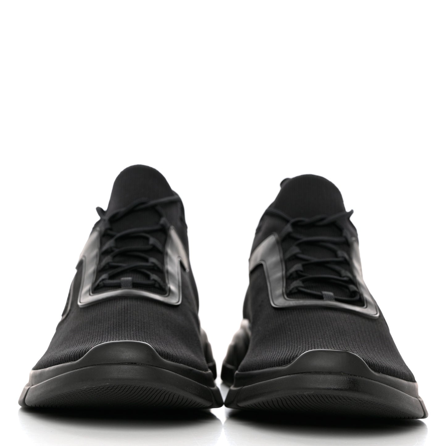 Knit Fabric Logo Mens Running Sneakers 8 Black