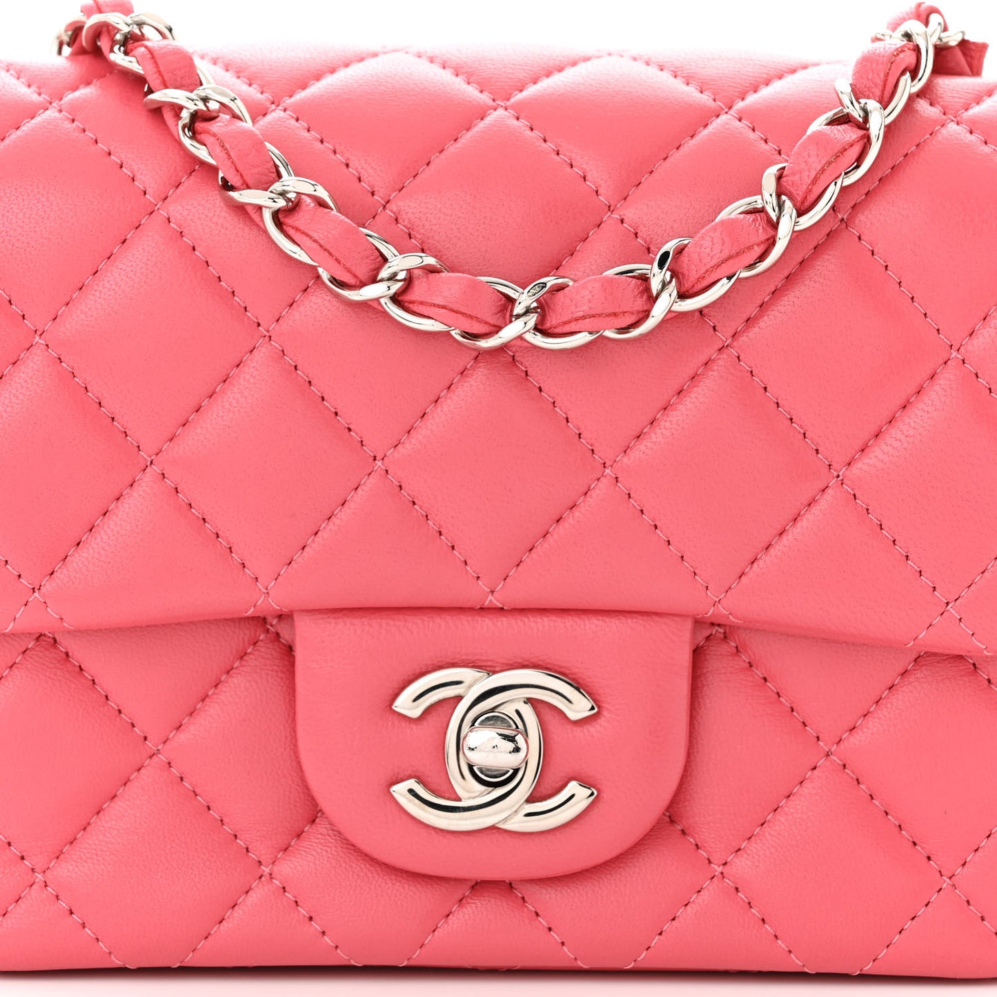 Lambskin Quilted Mini Square Flap Pink