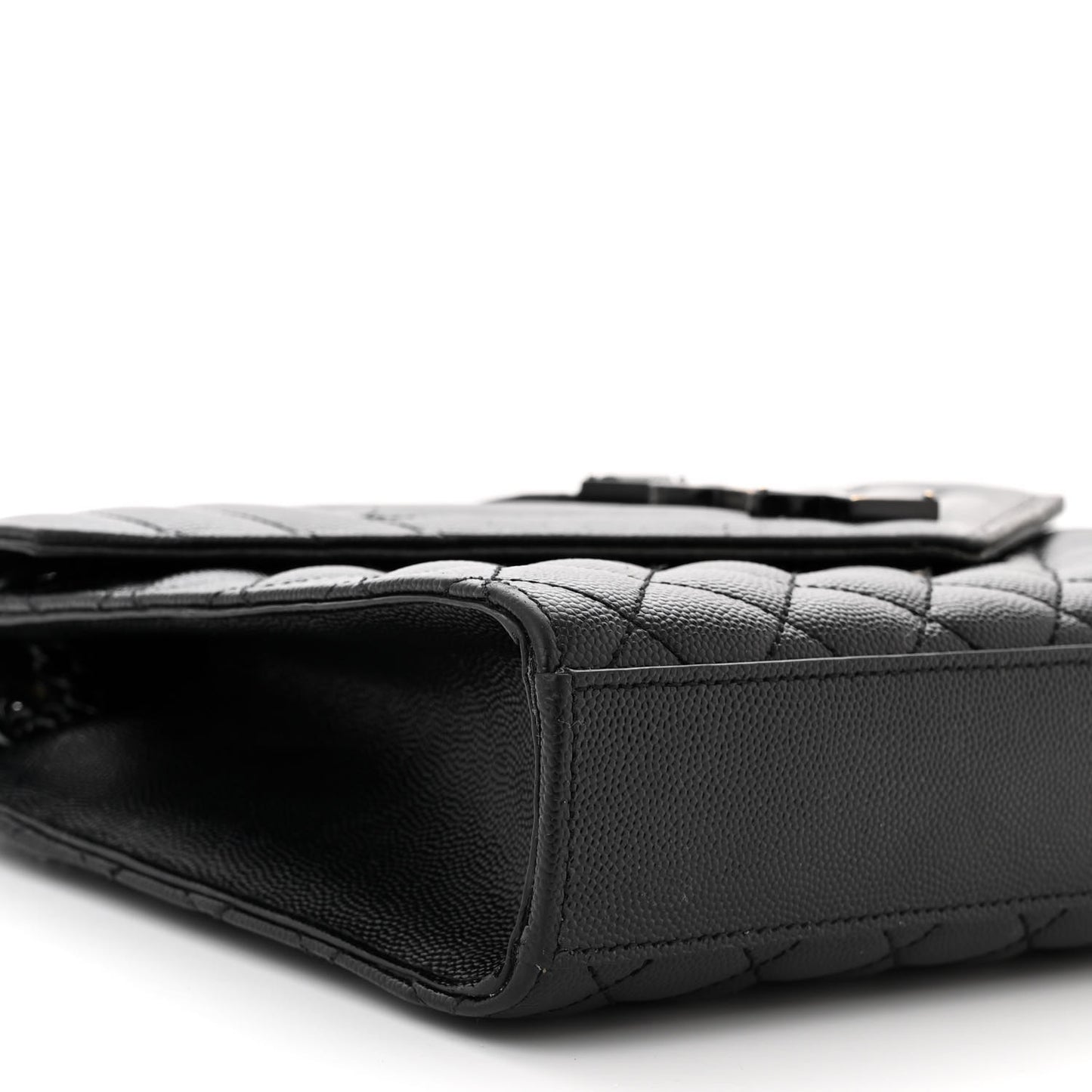 Grain De Poudre Textured Mixed Matelasse Triquilt Medium Monogram Monochrome Satchel Black
