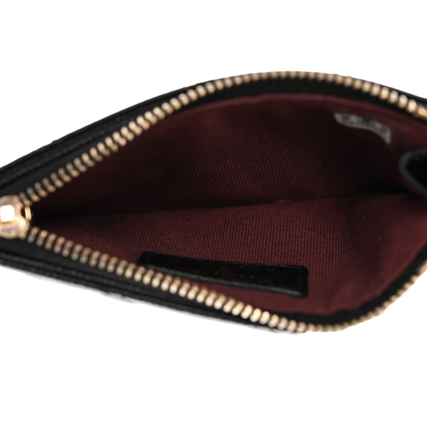 Caviar Quilted Flap Zip Card Holder Black