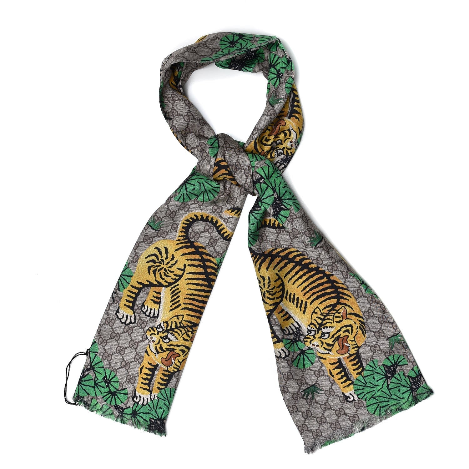 Gucci Silk GG Supreme Bengal Print Scarf Beige 351522 – FASHIONPHILE