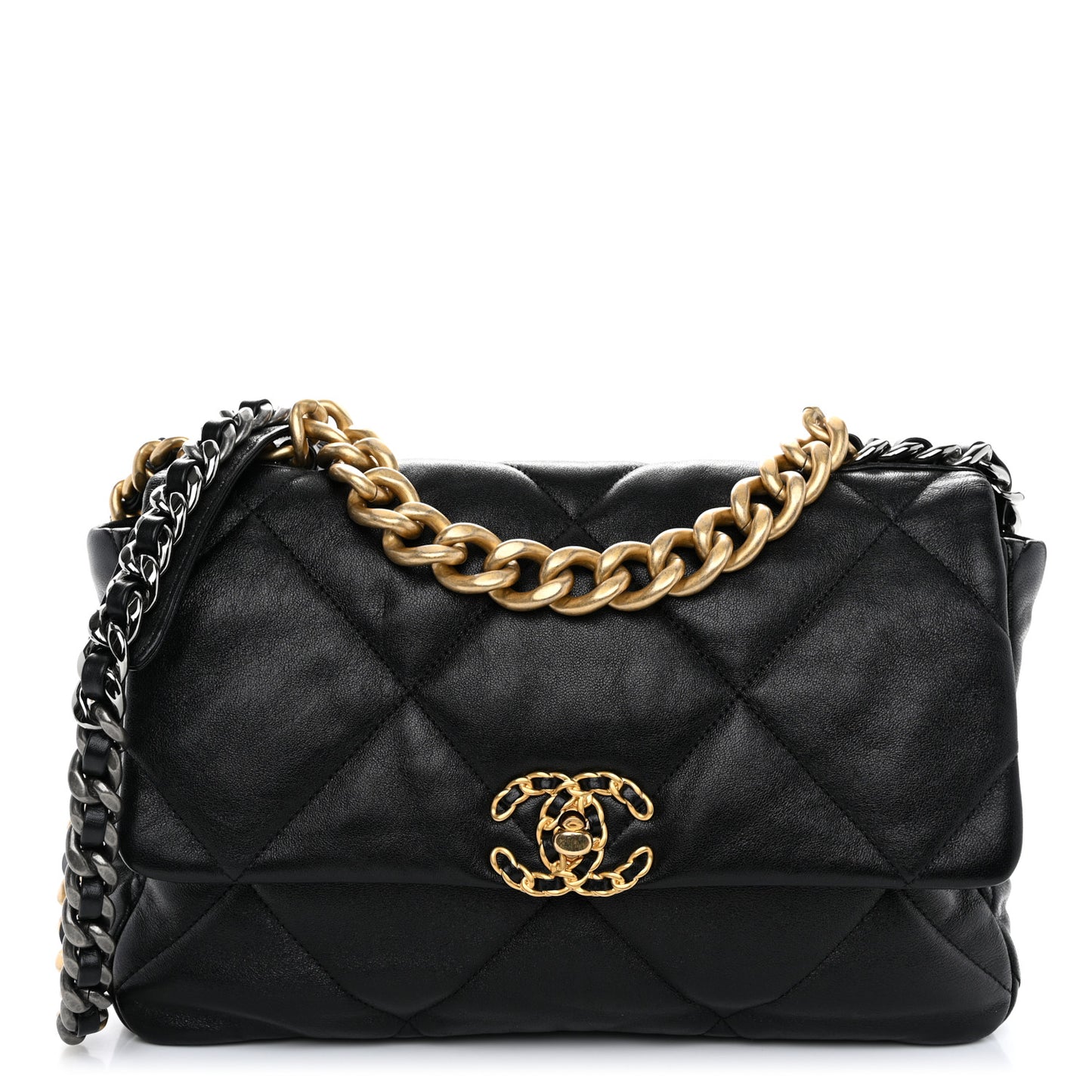 Lambskin Quilted Large Chanel 19 Flap Black