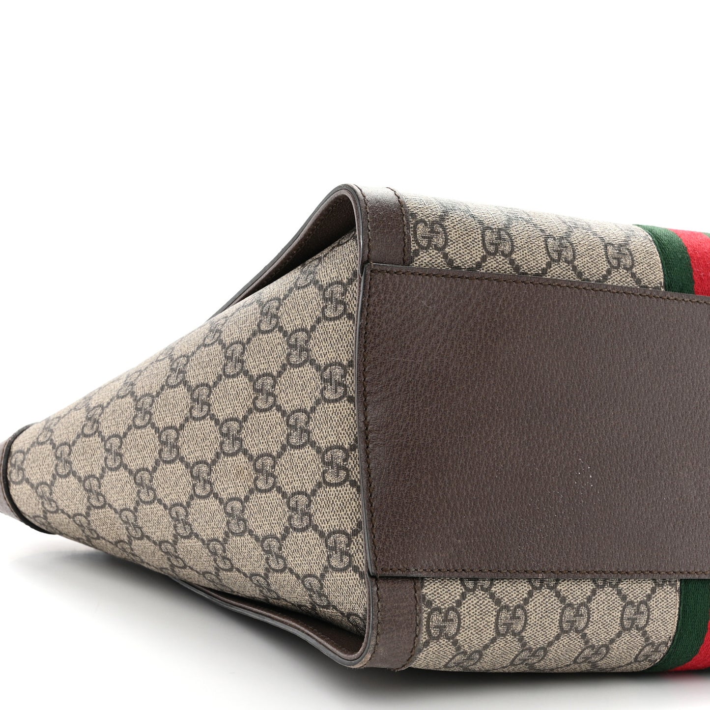 GG Supreme Monogram Web Medium Ophidia Tote Bag Brown