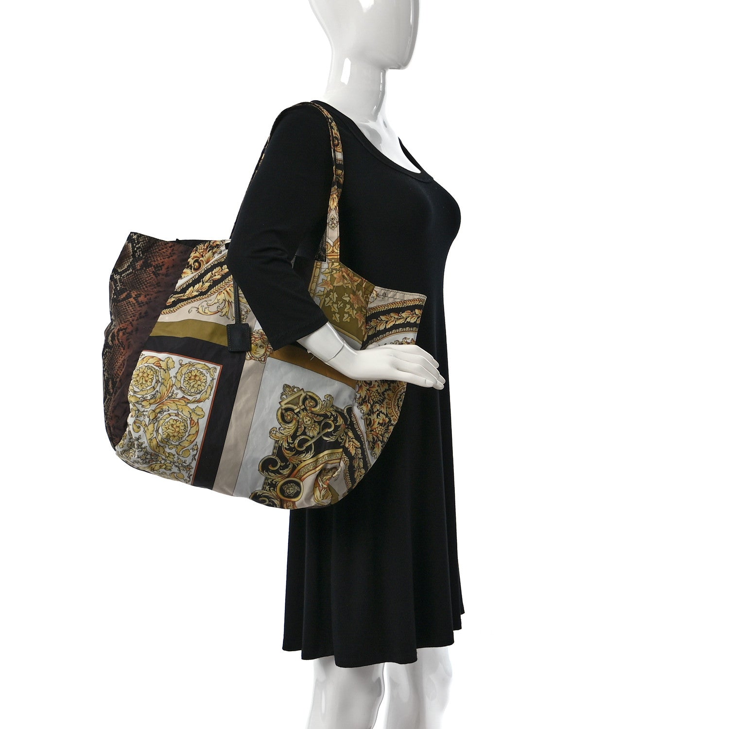 Versace Fabric Calfskin Baroque Print Tote Multicolor 2 of 9