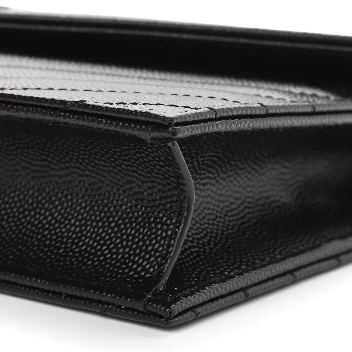 Grain De Poudre Matelasse Chevron Monogram Envelope Chain Wallet Black