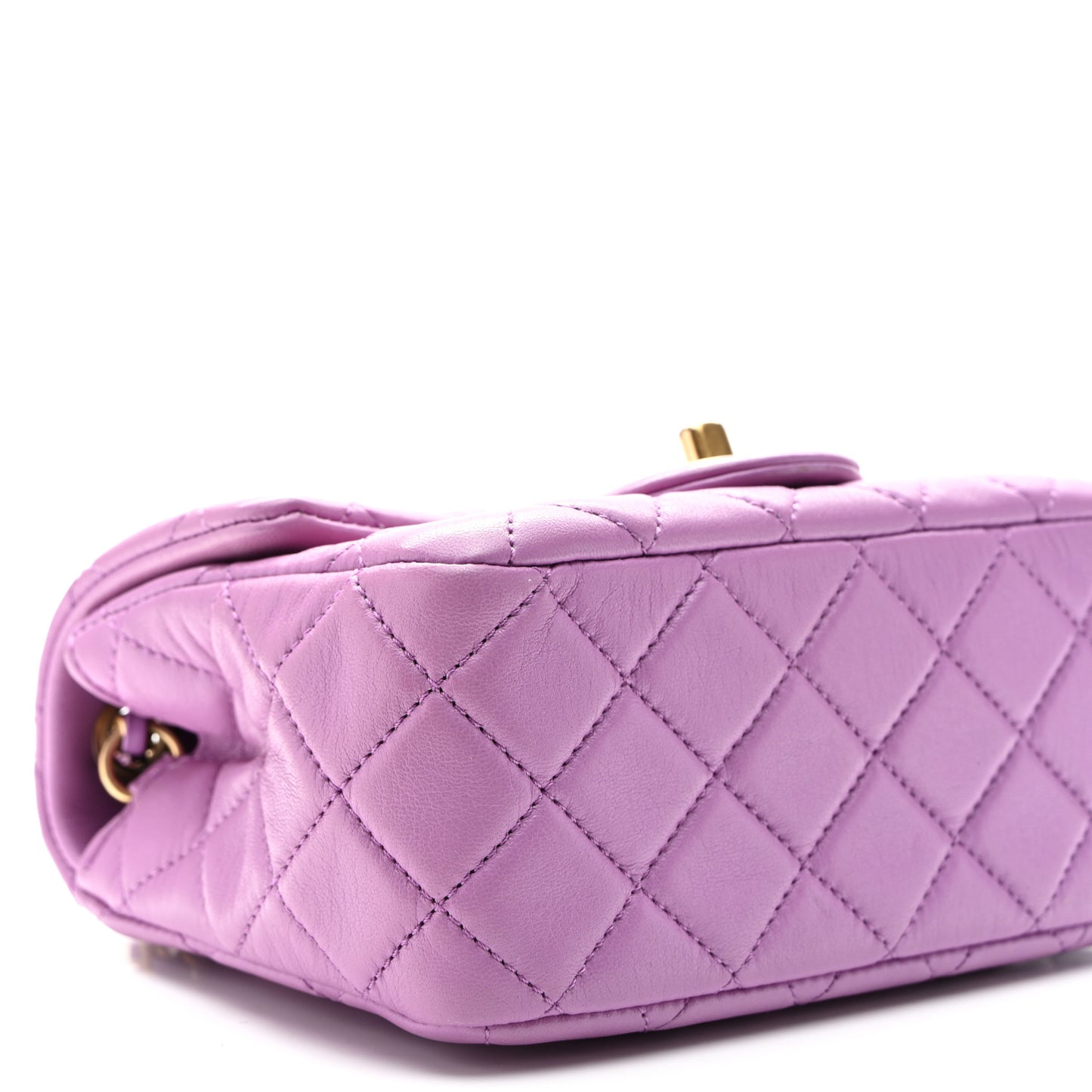 Lambskin Quilted Mini CC Pearl Crush Flap Purple