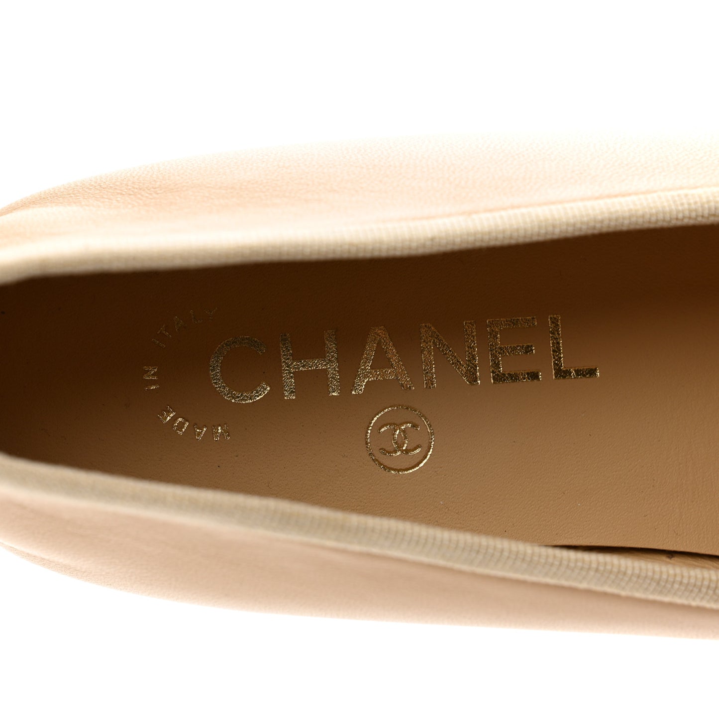 Lambskin Cap Toe CC Ballerina Flats 38 Beige Black