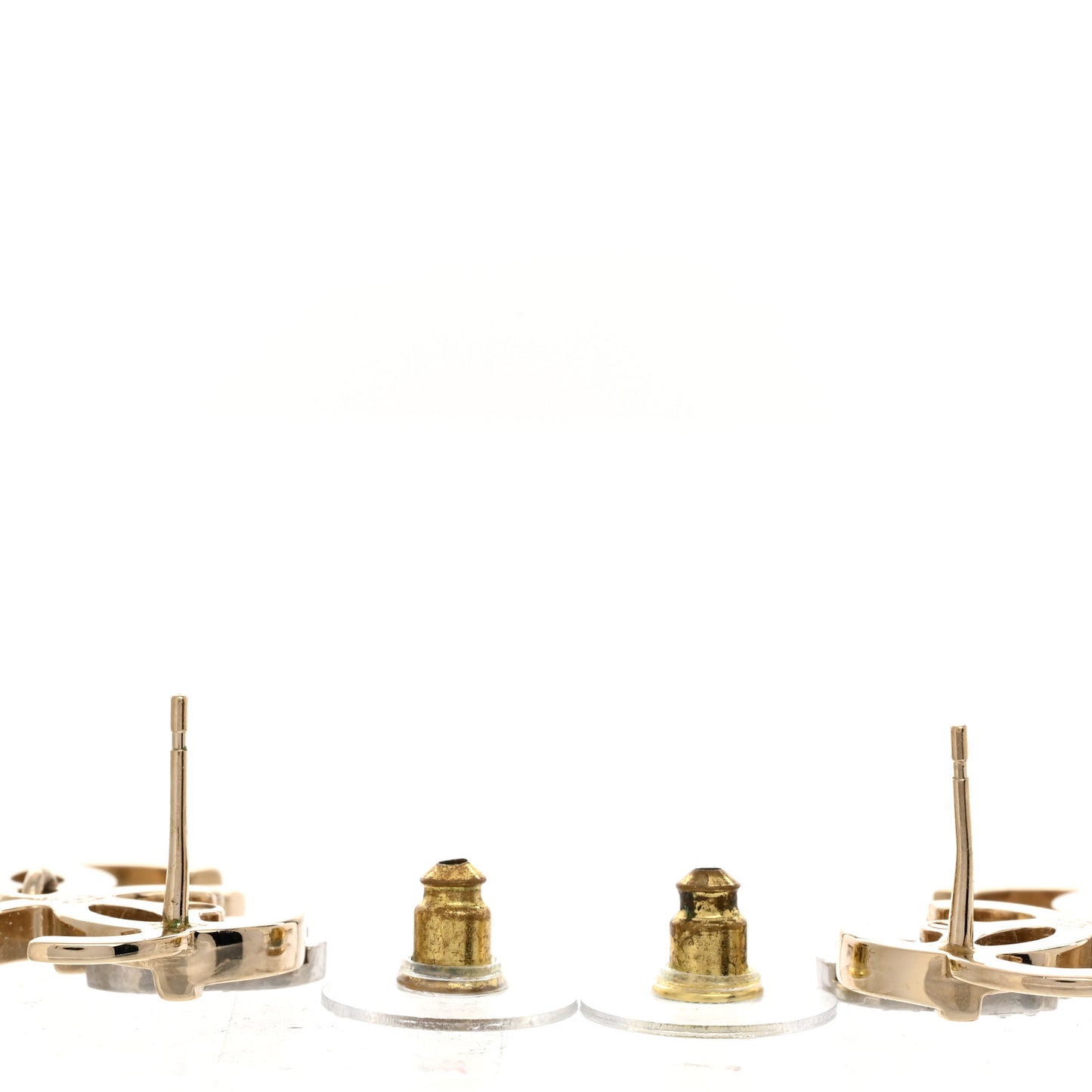 Crystal Pearl Double CC Drop Earrings Gold Silver