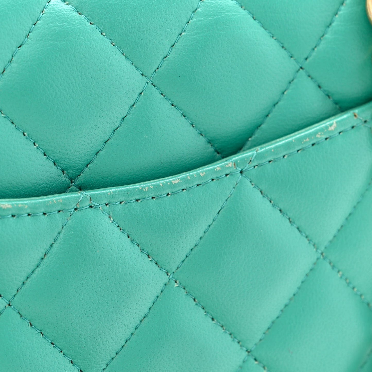 Lambskin Quilted Mini Rectangular Flap Turquoise