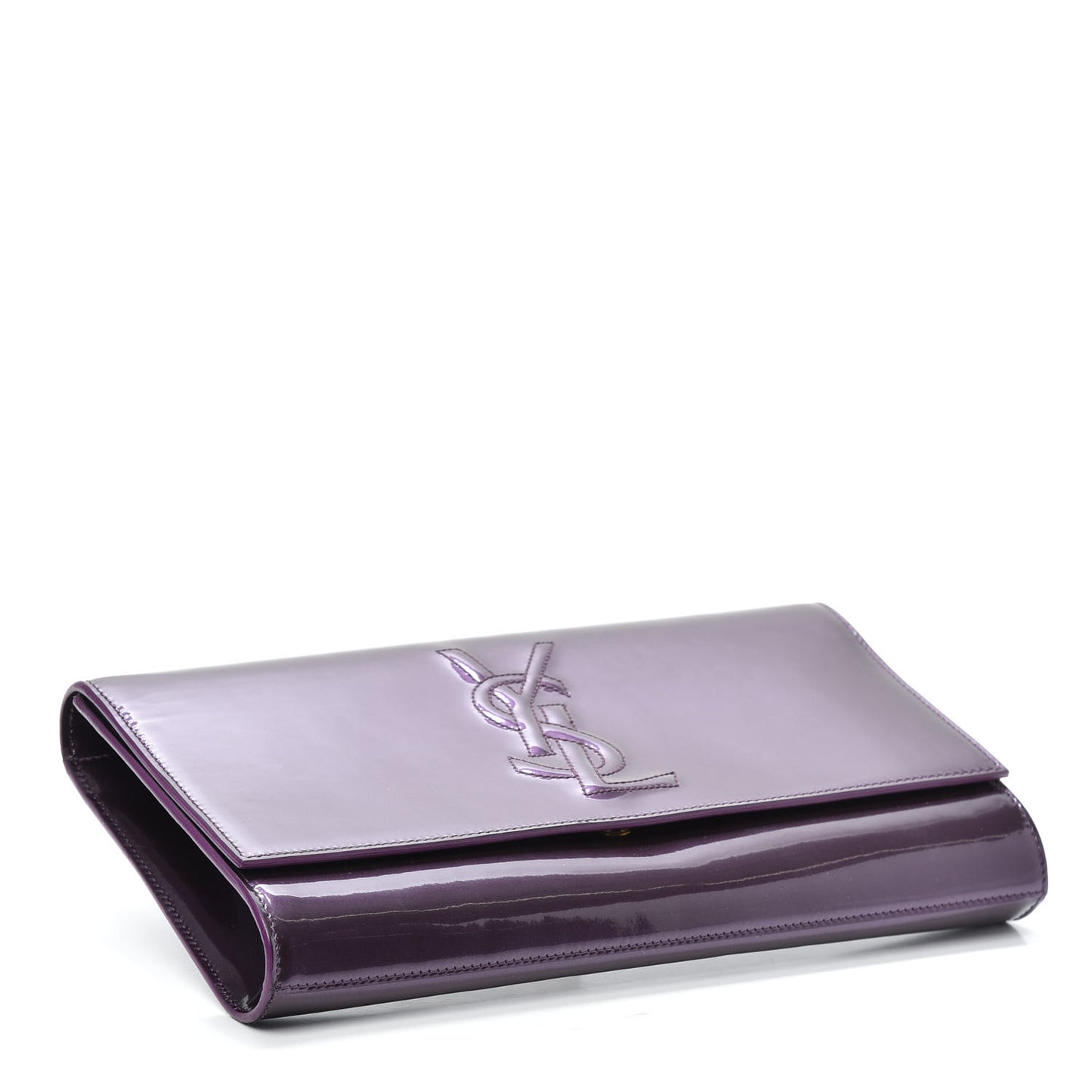 Patent Calfskin Monogram Large Belle De Jour Clutch Purple