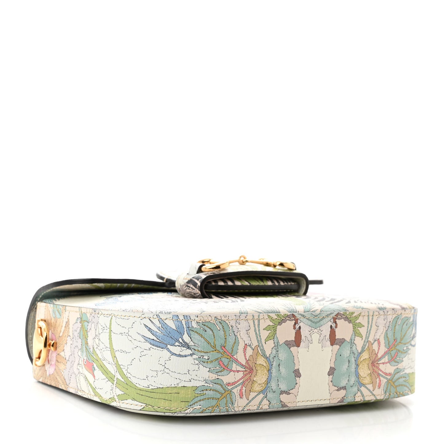 New Shangai Calfskin Tiger Savanah Web Mini Horsebit 1955 Shoulder Bag Chalky White Multicolor