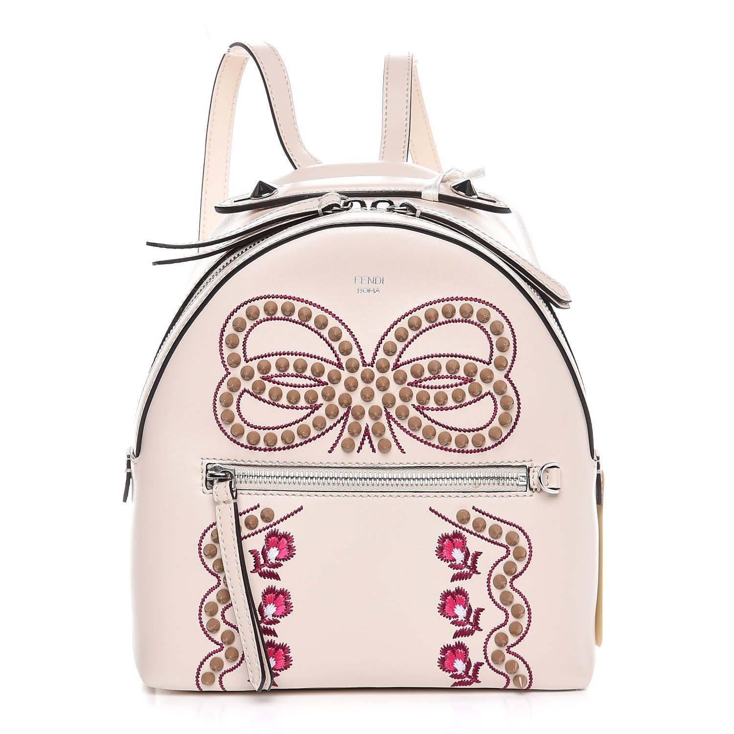 camelia roma leather backpack Fendi Vitello Liberty Flowers and Bows Studded Mini Backpack Camelia 290527 – FASHIONPHILE