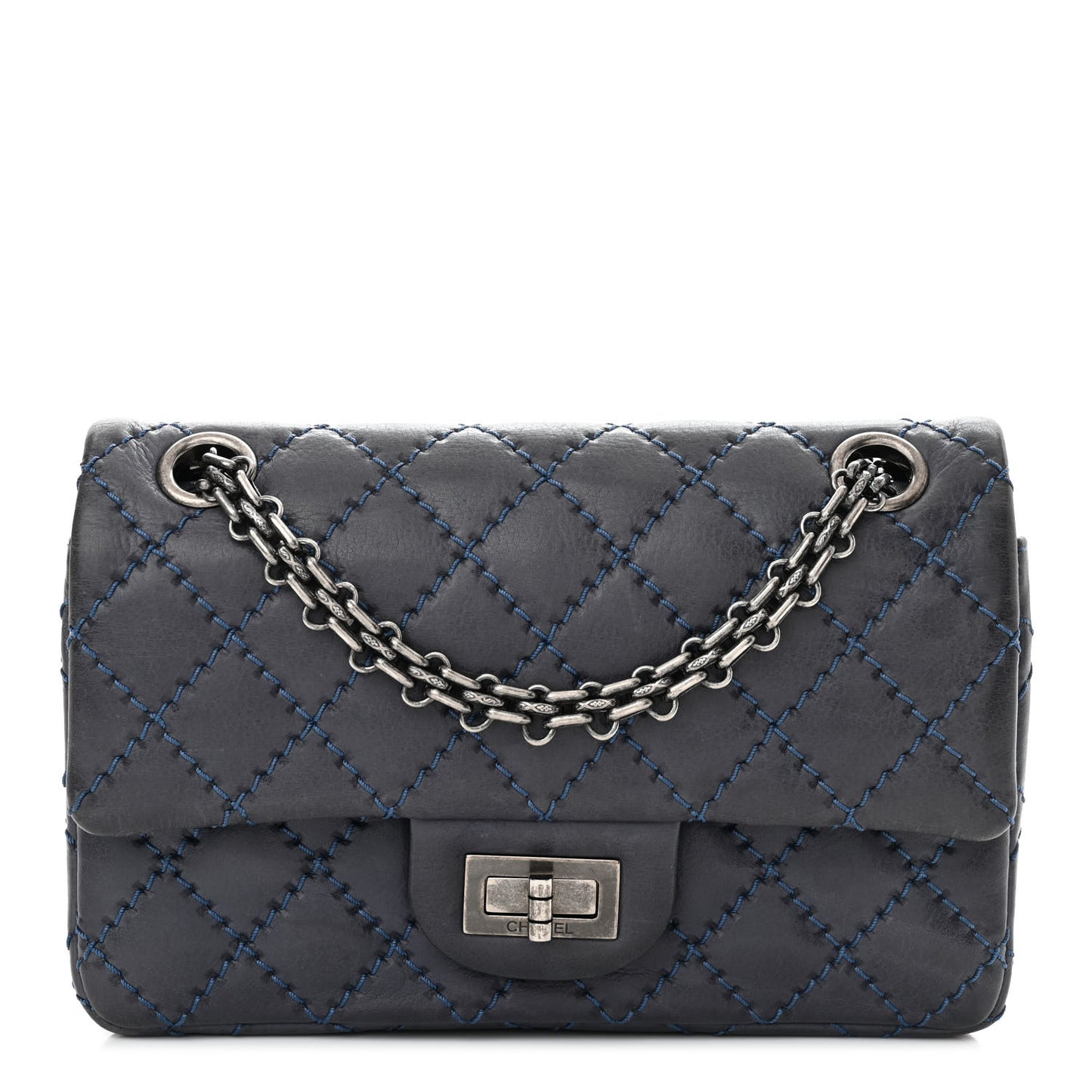 Aged Calfskin Quilted 2.55 Reissue Mini Flap Navy