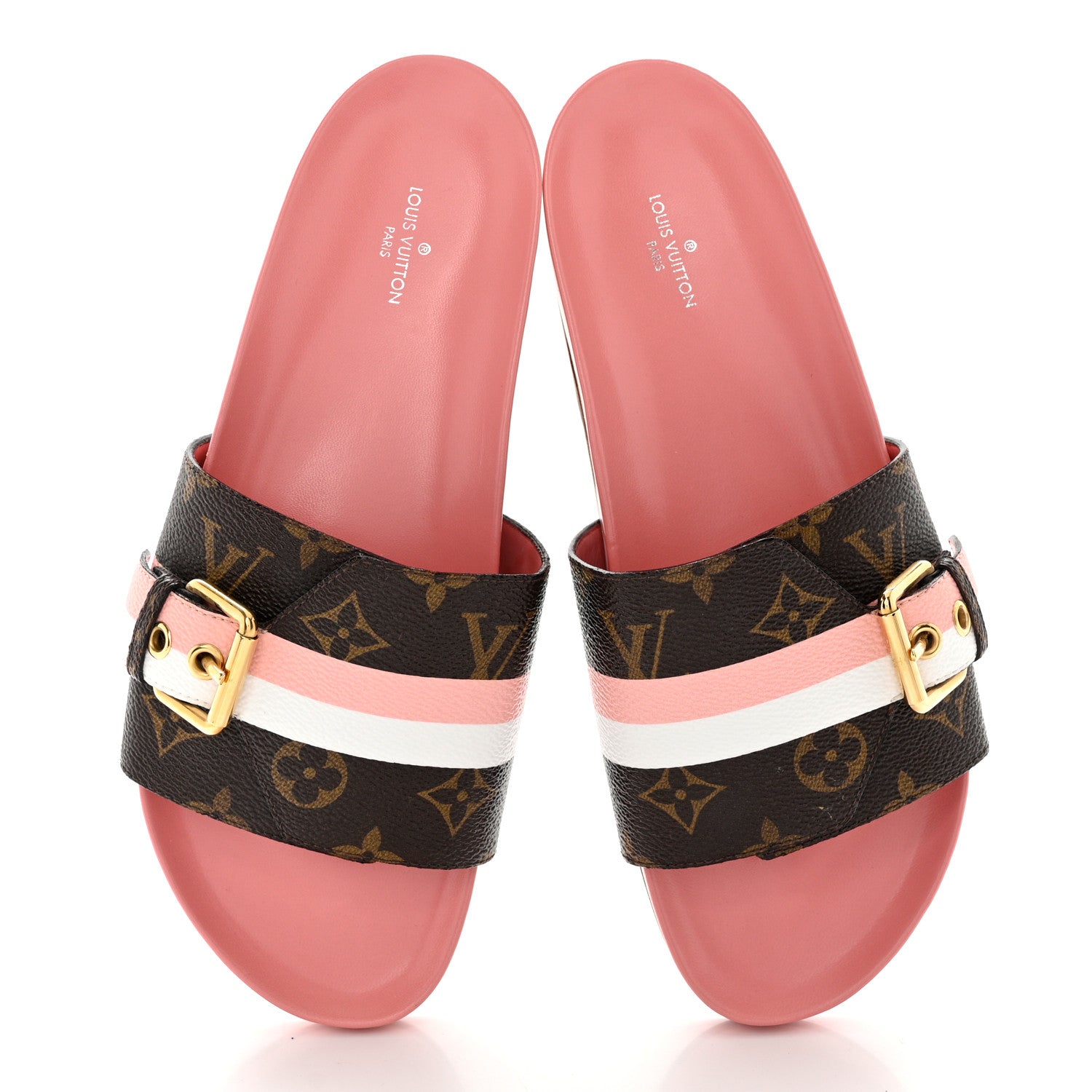 Louis Vuitton Patent Monogram Bom Dia Flat Mule 37.5 Rose White 5 of 9