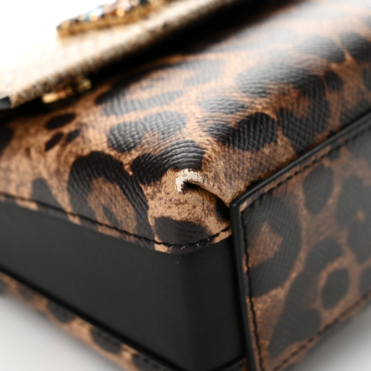 Dauphine Ayers Leopard Print Crystal Embellished DG Millennials Mini Crossbody Multicolor