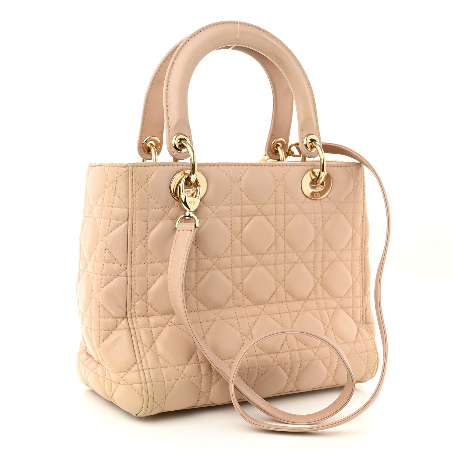 Lambskin Cannage Medium Lady Dior Beige