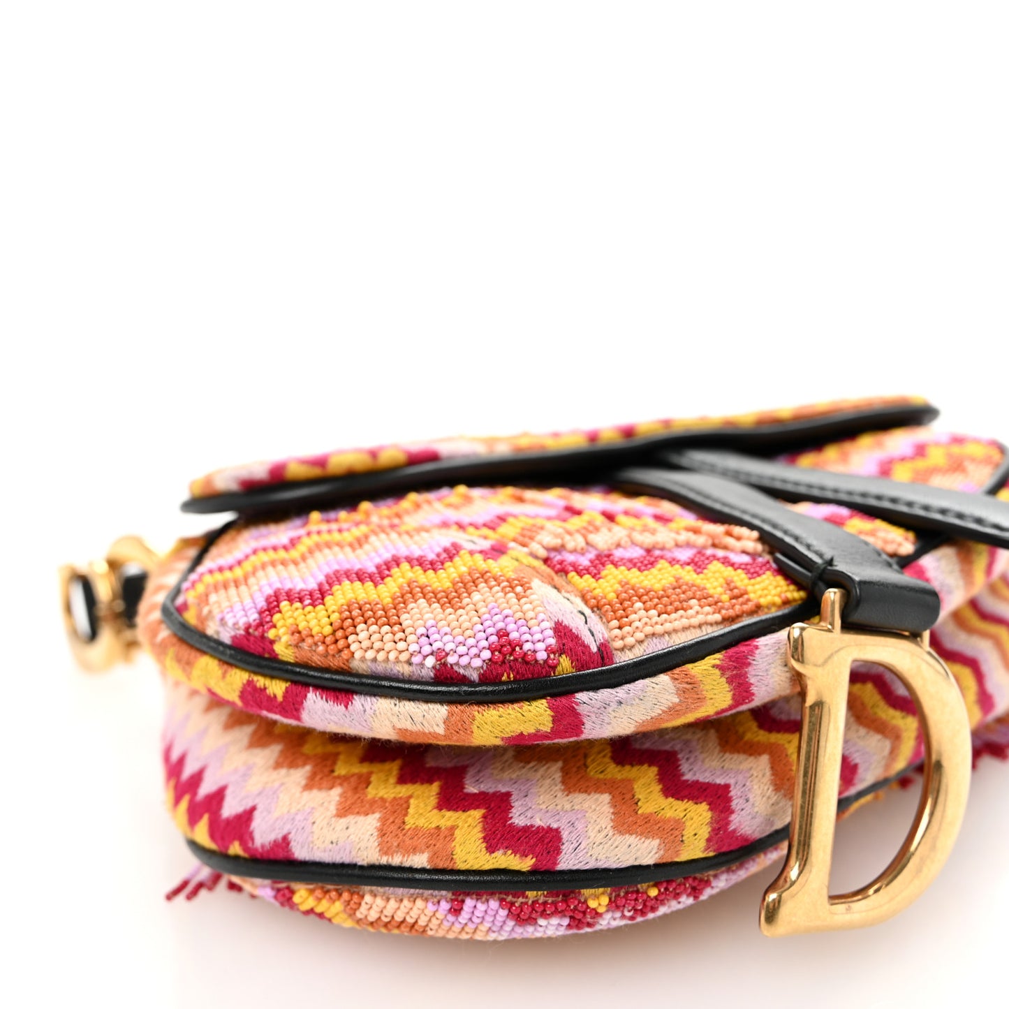 Embroidered Fringe Beaded Mini Saddle Bag Multicolor