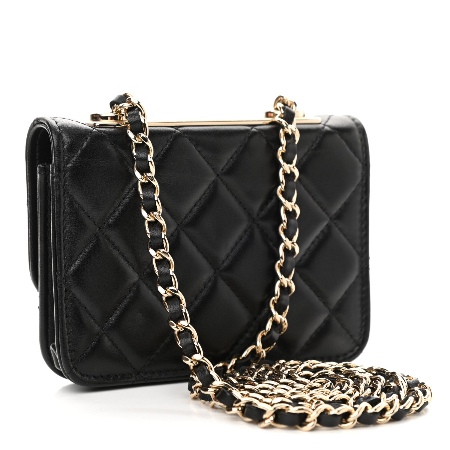 Chanel Lambskin Quilted Trendy CC Card Holder On Chain Black 2 of 11