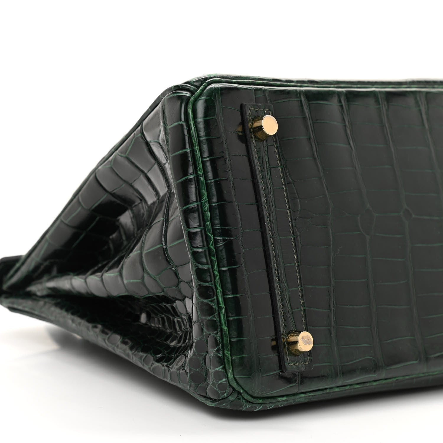 Hermes Shiny Porosus Crocodile Birkin 30 Vert Fonce 9 of 13