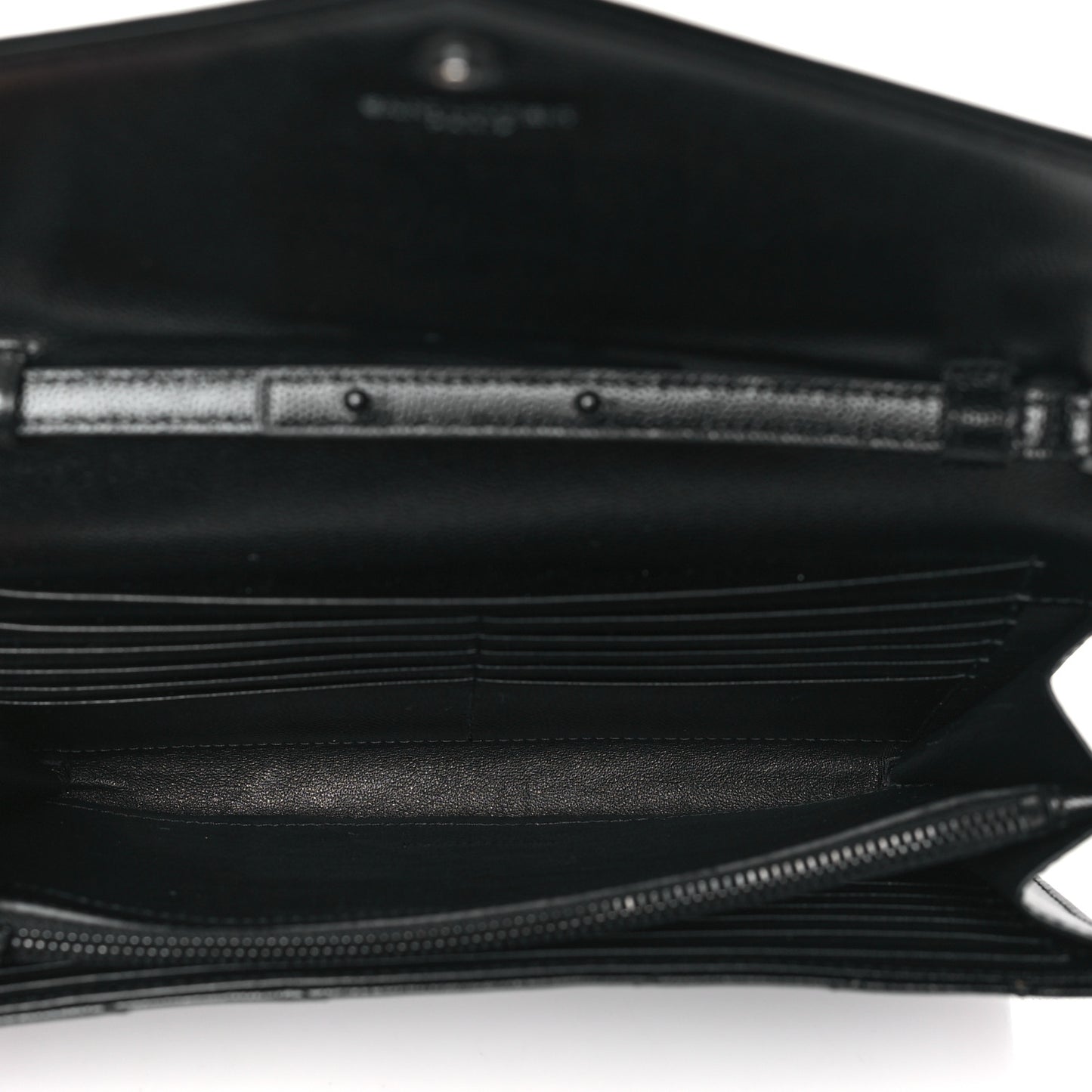 Grain De Poudre Matelasse Chevron Monogram Monochrome Chain Wallet Black