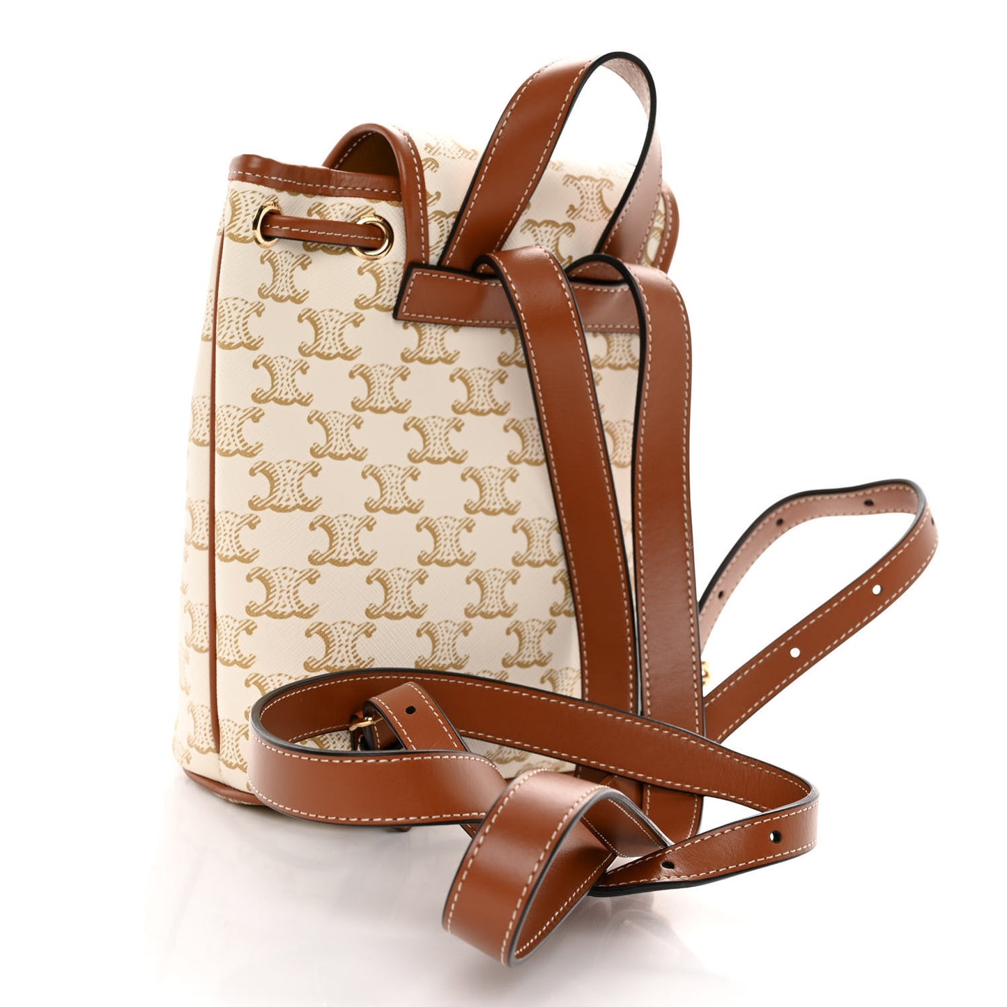Triomphe Canvas Calfskin Mini Folco Backpack White