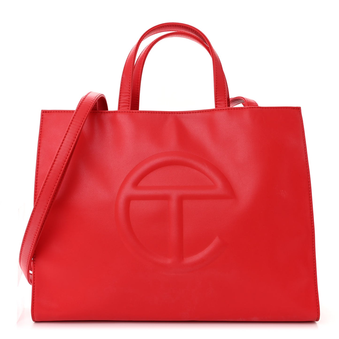 Vegan Leather Medium Shopping Bag Red