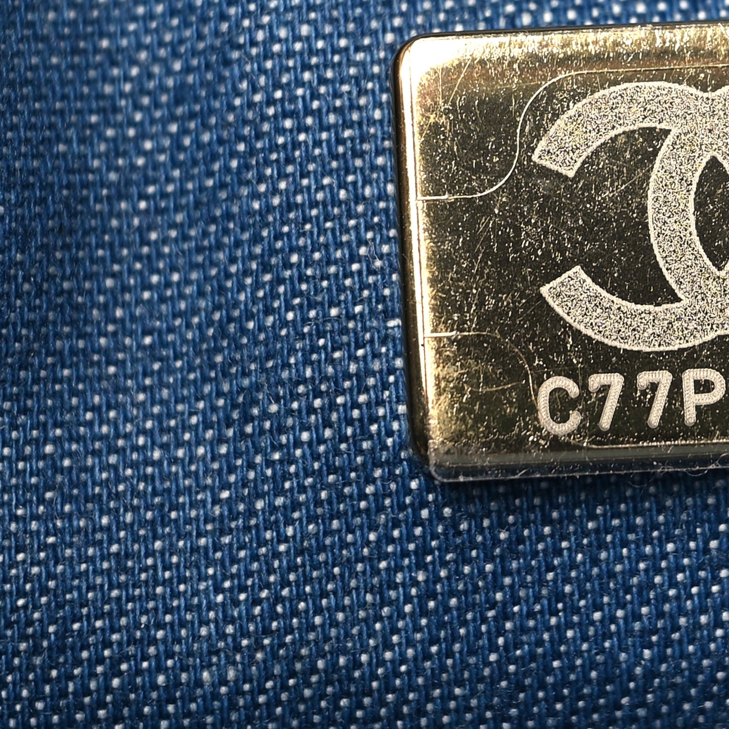 Denim Quilted Mini Pearl Crush Rectangular Flap Blue