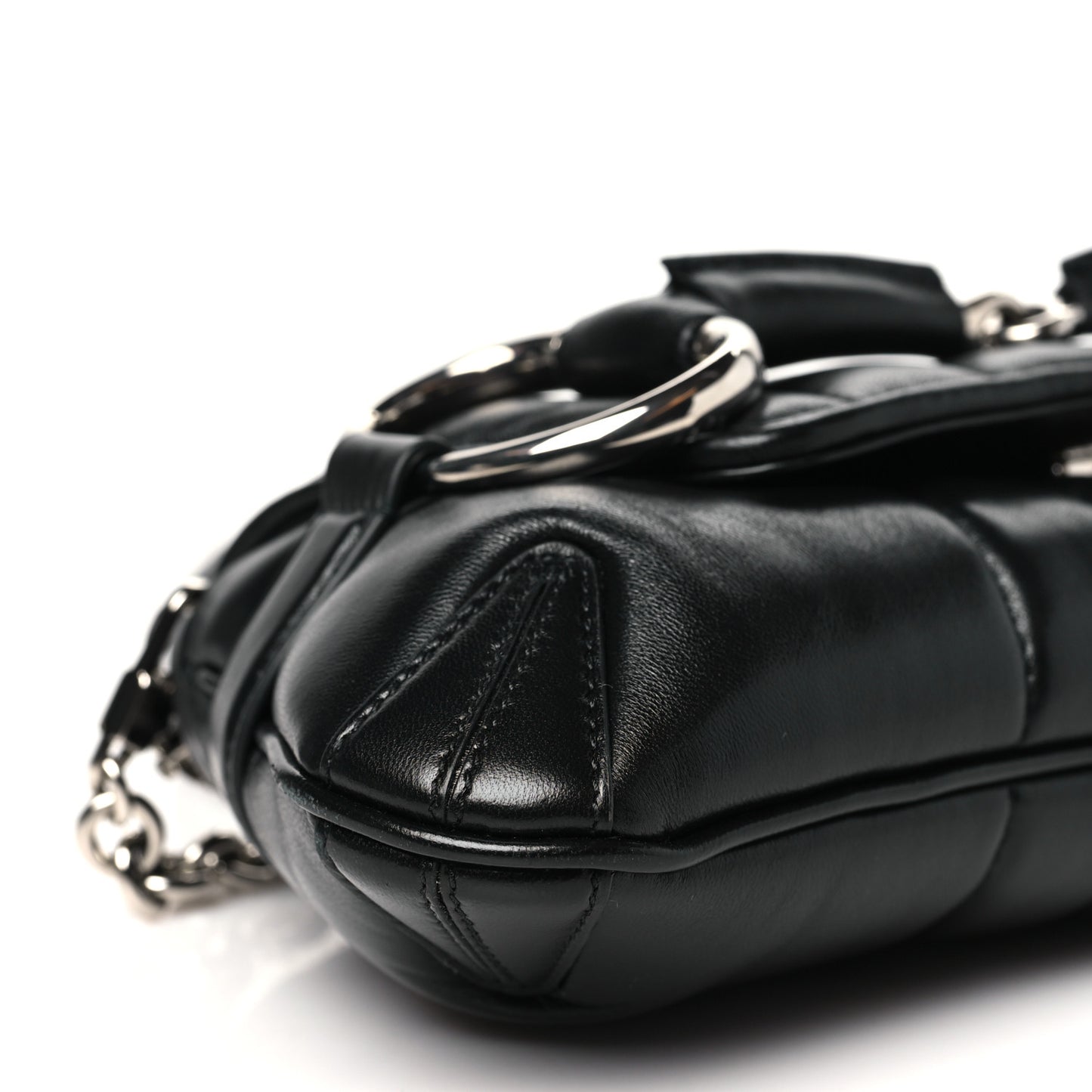 Nappa Vertical Matelasse Small Maxi Horsebit Chain Shoulder Bag Black