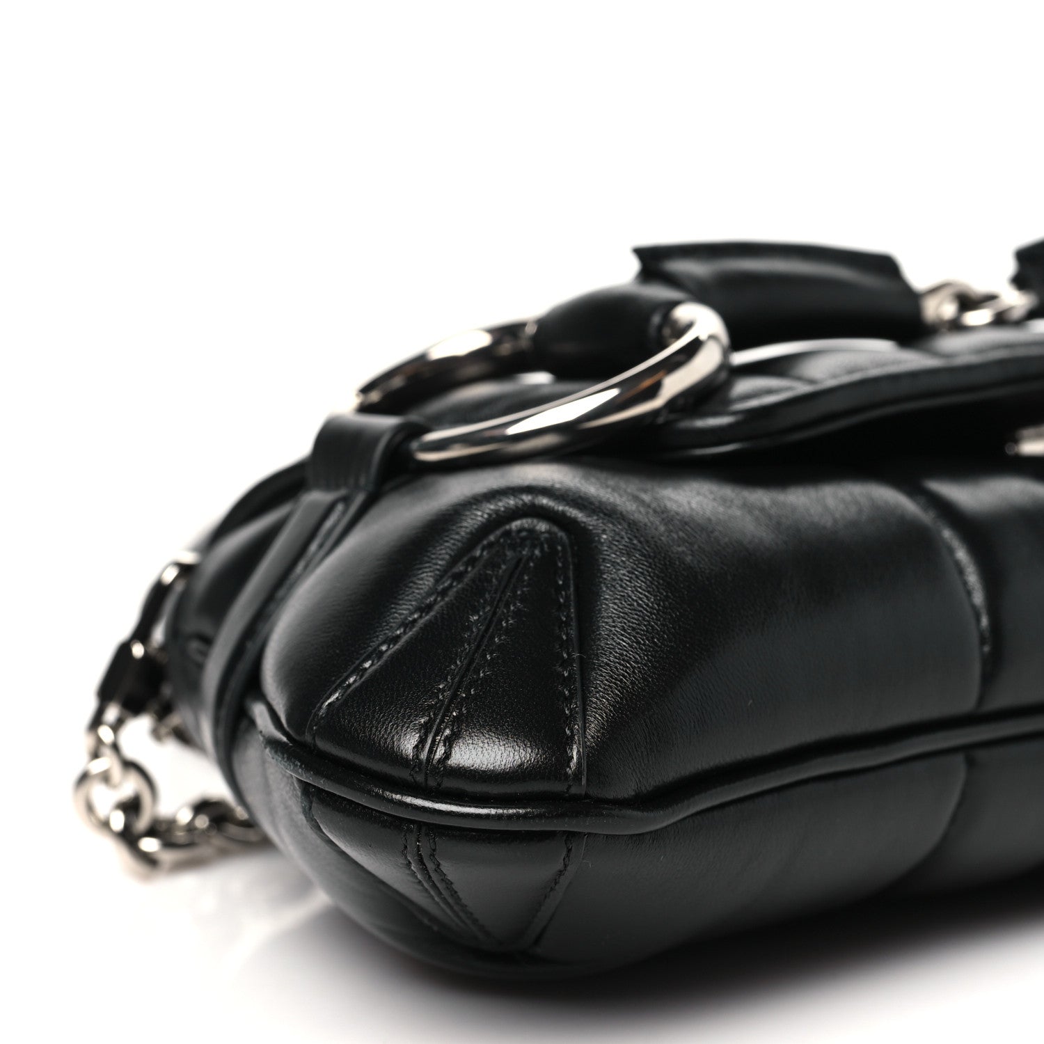 Gucci Nappa Vertical Matelasse Small Maxi Horsebit Chain Shoulder Bag Black 9 of 11