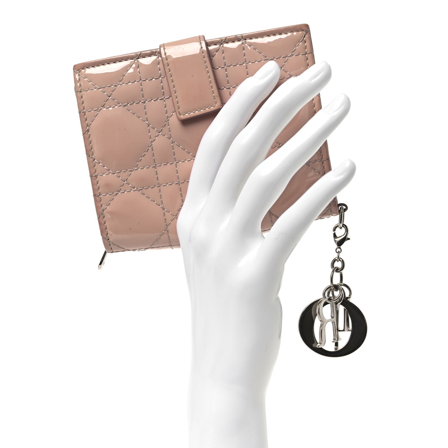 Patent Cannage Lady Dior Eden Wallet Rose Clair