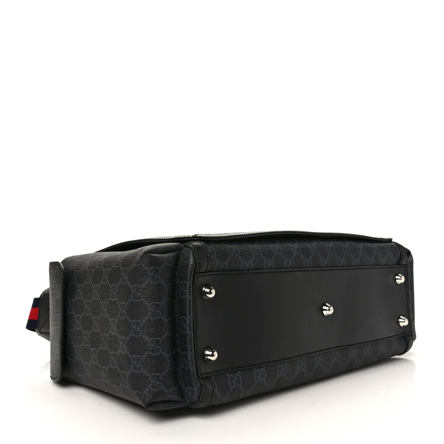 GG Supreme Monogram Web Messenger Diaper Bag Black Grey